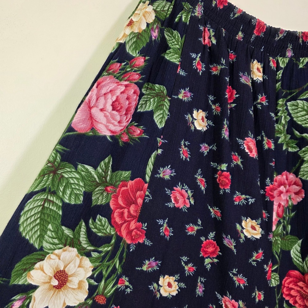 Susan Bristol Women Skirt Mix Floral Rayon Maxi Elastic Waist Vintage Boho SZ XL - Picture 6 of 10